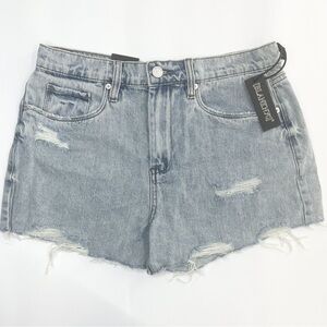Blank NYC The Barrow Vintage High Rise Ripped Denim Cut Off Shorts